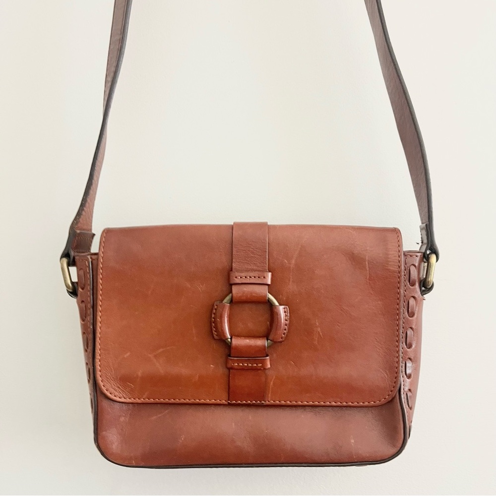 Massimo Dutti Chic Brown Leather Crossbody Bag w Woven Details Square Purse - Picture 4 of 9